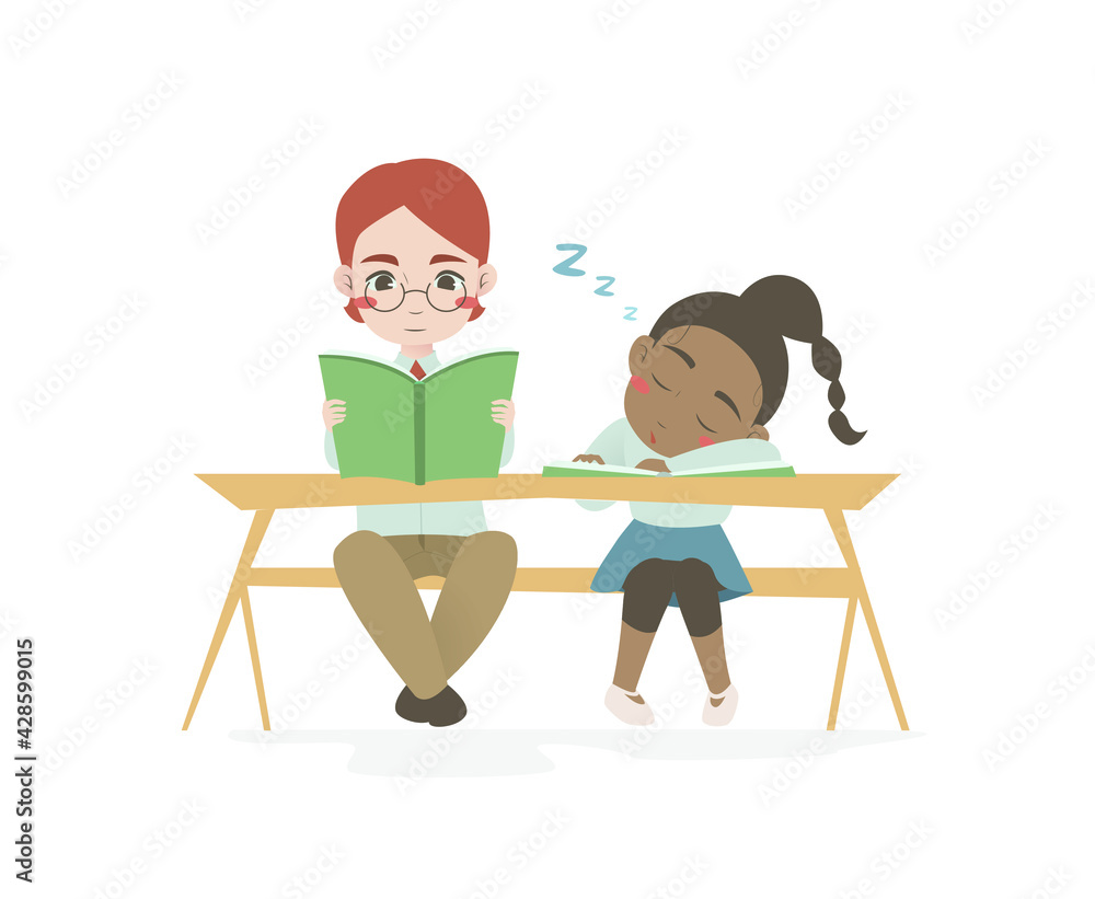 girl and boy are sitting in class girl and boy are sitting in class