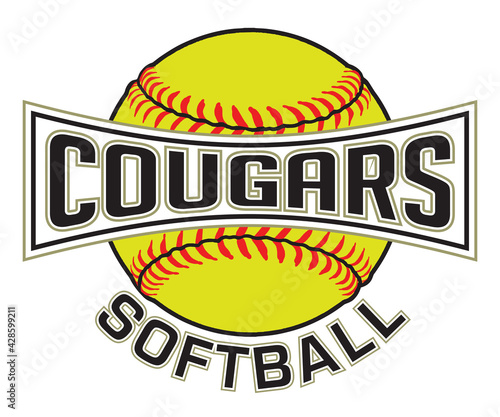 Cougars Softball Graphic is a sports design which includes a softball and text and is perfect for your school or team. Great for Cougars t-shirts, mugs and other products.