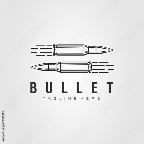 minimalist ammo, bullet, ammunition line art logo vector illustration design
