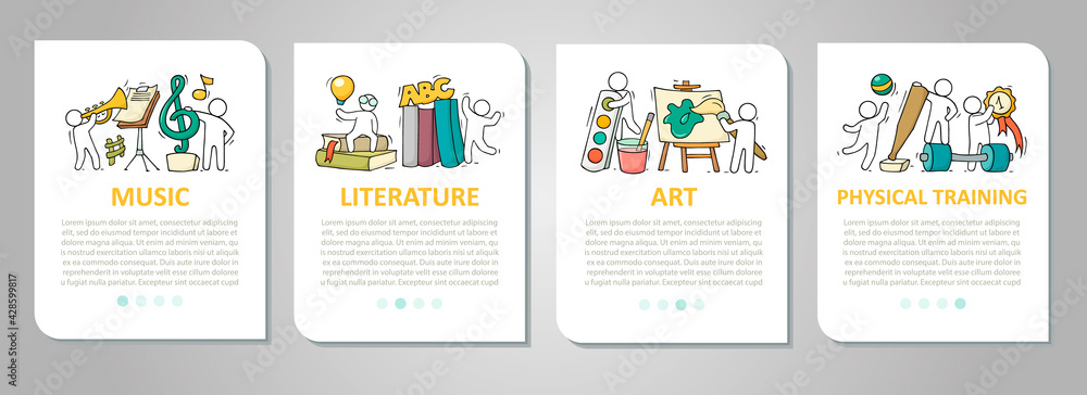 Vector set of mobile app onboarding screens about education