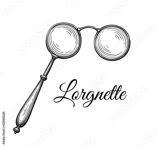 Ink sketch of lorgnette.