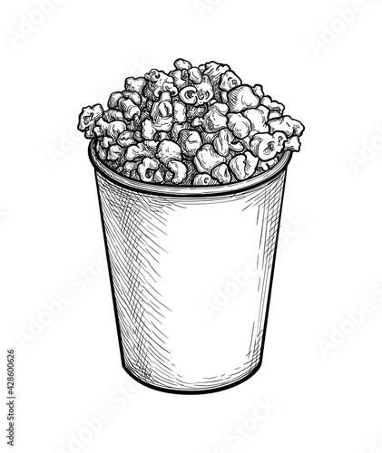 Ink sketch of popcorn.
