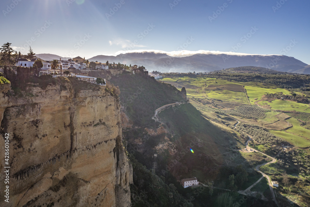 View on the surrounding Andalusian countryside from Ronda (Spain)