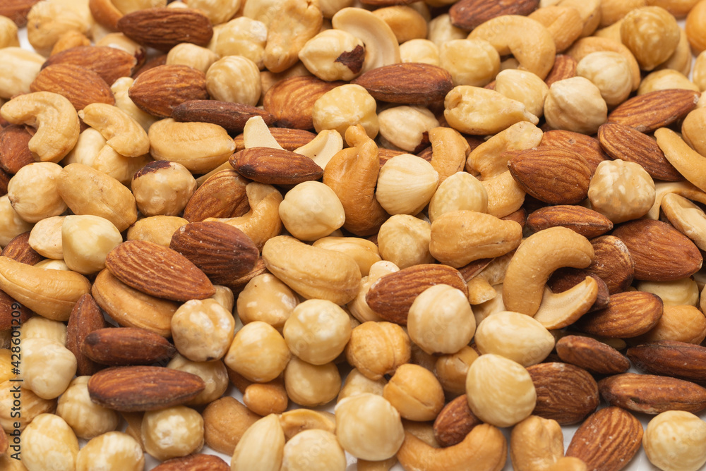Mix of nuts isolated on white background. Top view. Mix of nuts isolated on white background. Top view.