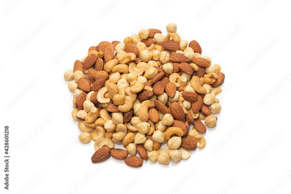 Mix of nuts isolated on white background. Top view. Mix of nuts isolated on white background. Top view.