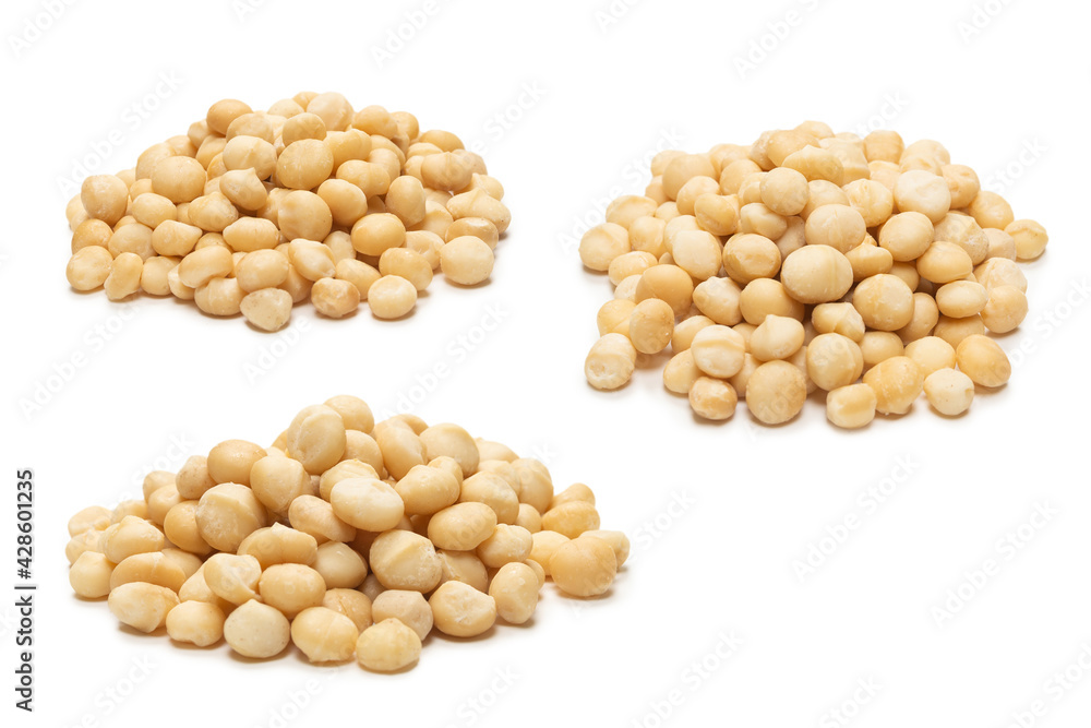 Macadamia nuts isolated on white background. Macadamia nuts isolated on white background.