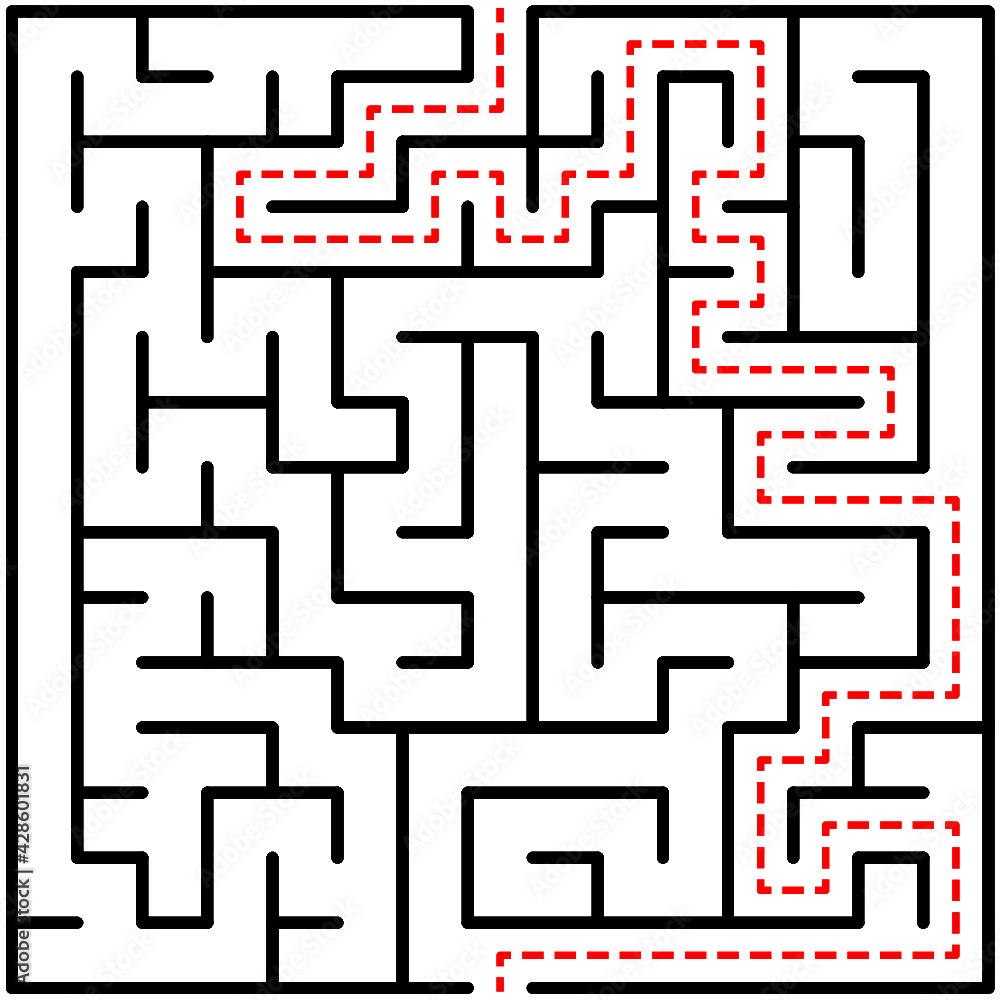 Labyrinthe carré avec solution - Jeu de réflexion enfant Labyrinthe carré avec solution - Jeu de réflexion enfant