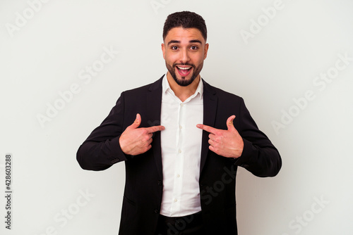 Young mixed race business man isolated on white background
