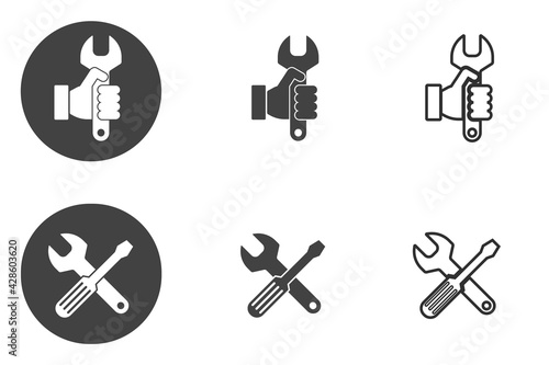 Repair, fix and car mechanic icon Isolated on white background.