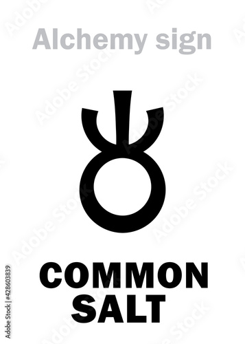 Alchemy Alphabet: COMMON SALT (Sal commune), ROCK SALT (Sal gemmae, S.fossile), SEA SALT (S.marinus), Regular table kitchen salt (S.culinarius). Also: halite, saline. Sodium chloride: formula=[NaCl].