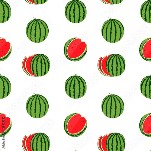 Seamless pattern watermelon slices summer fruit vector illustration