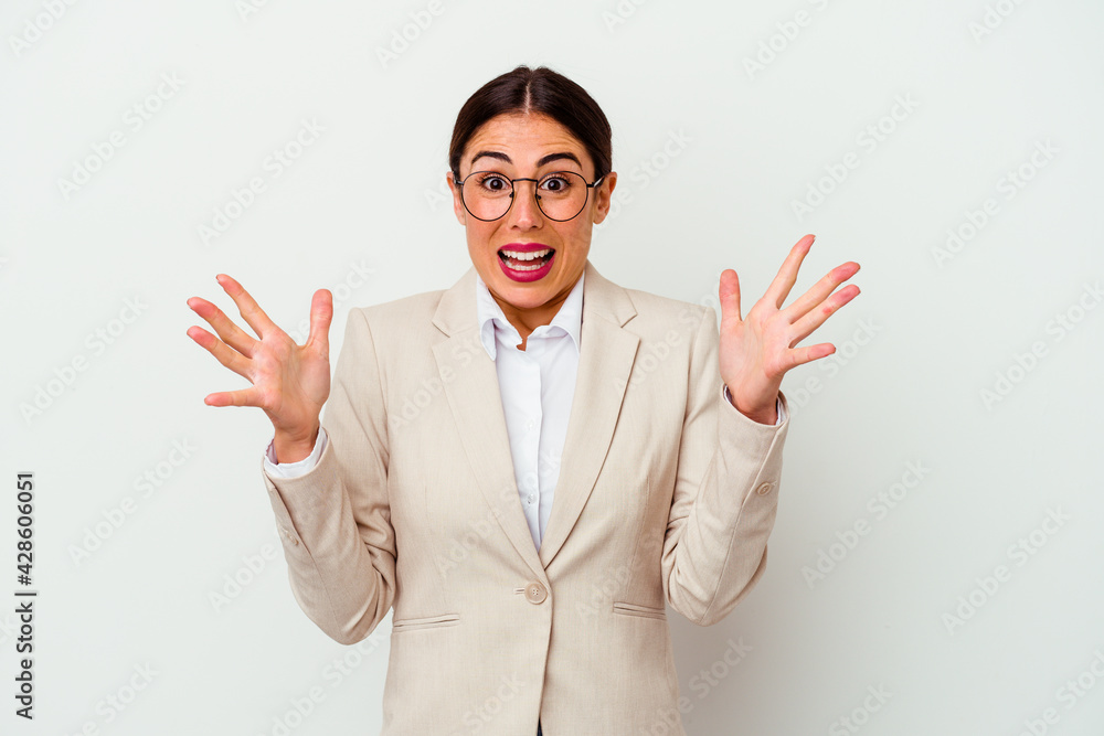 Young business caucasian woman isolated on white background Young business caucasian woman isolated on white background