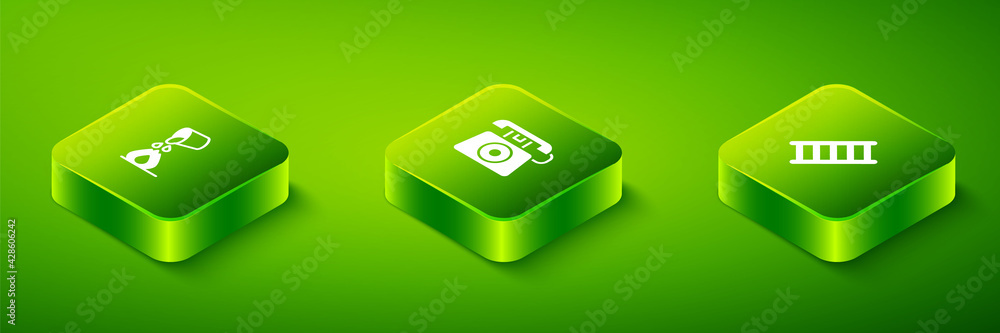 Set Isometric Telephone call 911, Fire escape and Bucket extinguishing fire icon. Vector Set Isometric Telephone call 911, Fire escape and Bucket extinguishing fire icon. Vector