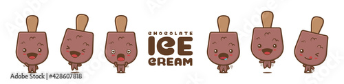 set cute chocolate bar ice cream