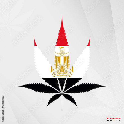 Flag of Egypt in Marijuana leaf shape. The concept of legalization Cannabis in Egypt.