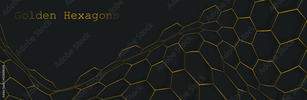 luxury banner with yellow hexagon and shadow. vector illustration. pattern from squares. suitable for wallpaper. 
