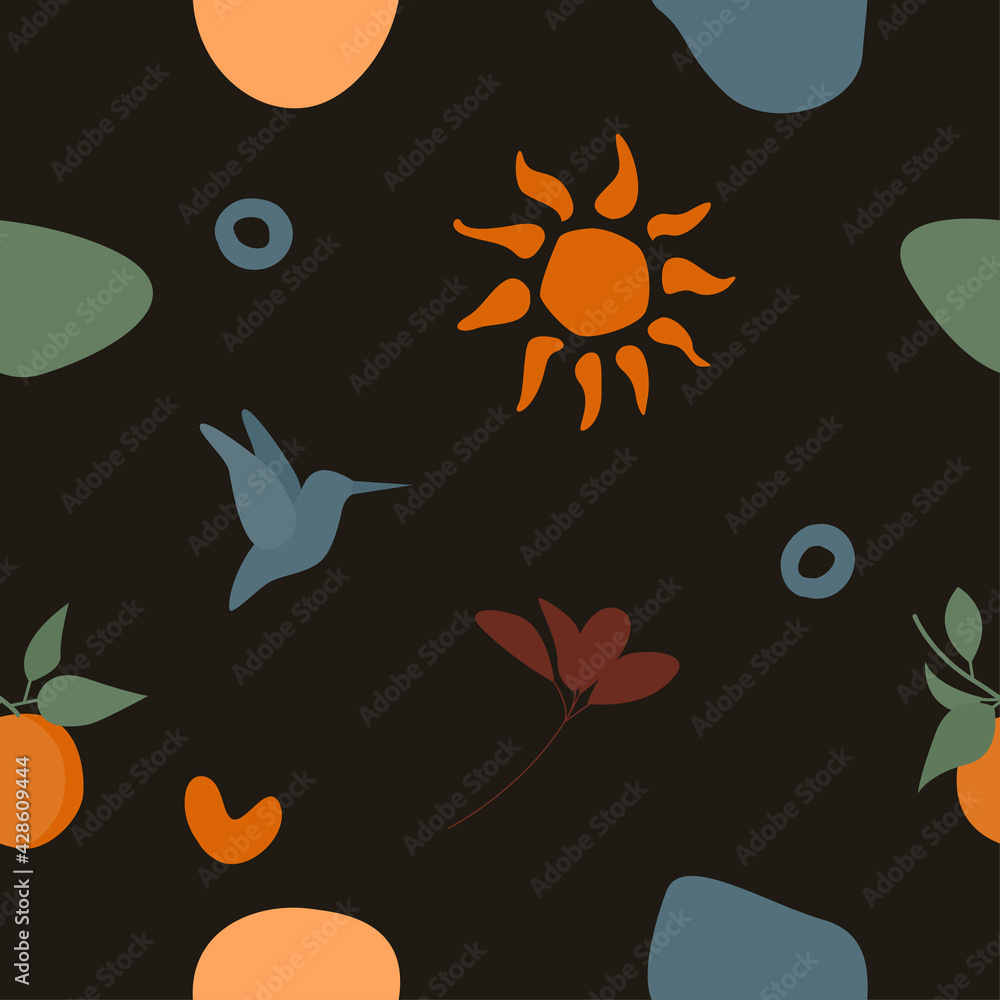 Naklejka premium Seamless pattern background. Sunny summer pattern for design wrapping paper, wallpaper, fabric, kid closes textile etc