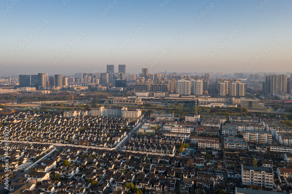 Aerial view of Suzhou Old city skyline