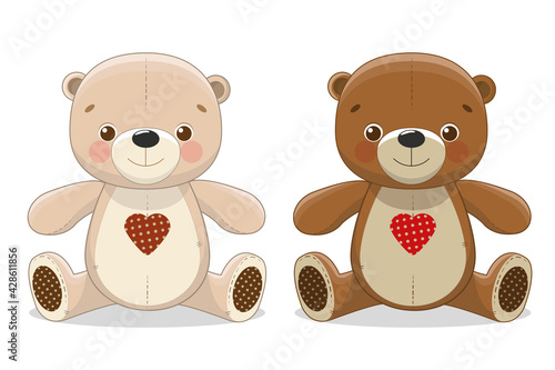 Set of two cute Teddy Bears. Vector illustration EPS 10.