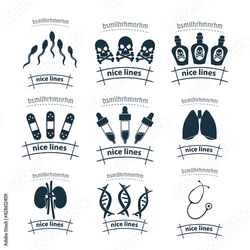 Healthcare and medical icon set with sperm, thermometer, lungs, brain, doctor, laboratory, virus