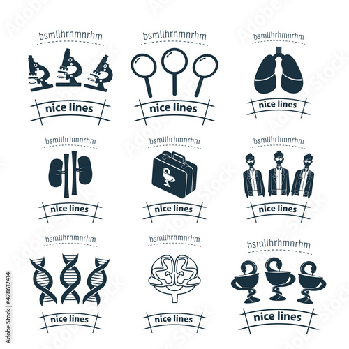 Healthcare and medical icon set with sperm, thermometer, lungs, brain, doctor, laboratory, virus