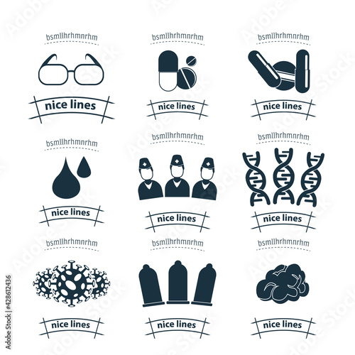 Healthcare and medical icon set with sperm, thermometer, lungs, brain, doctor, laboratory, virus