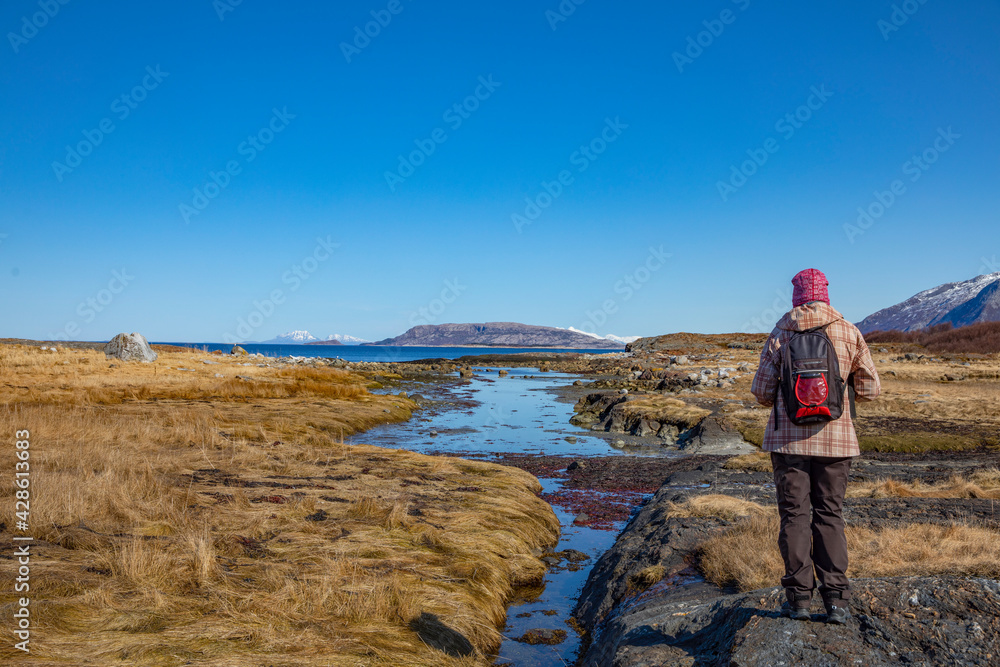 Out for a walk in great spring weather,Helgeland,Nordland county,Norway,scandinavia,Europe