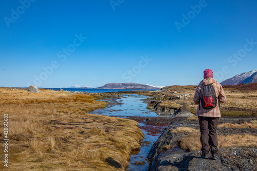 Out for a walk in great spring weather,Helgeland,Nordland county,Norway,scandinavia,Europe © Gunnar E Nilsen