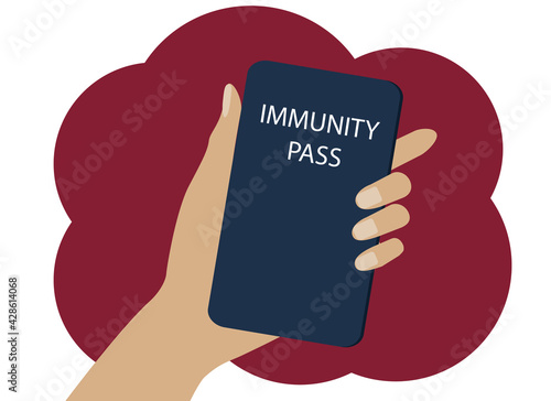 In his hand is a health immunity pass