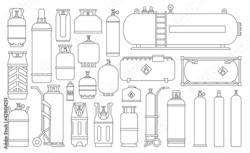 Gas cylinder vector outline set icon. Vector illustration ipg container on white background. Isolated outline set icon gas cylinder .