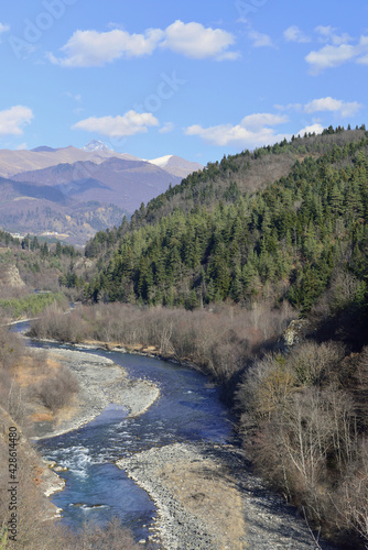 Golden autumn in the Caucasus mountains