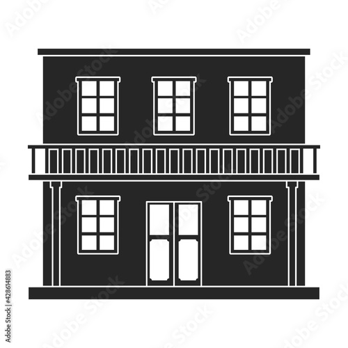 West wild building vector black icon. Vector illustration western houseon white background. Isolated black illustration icon of west wild building.