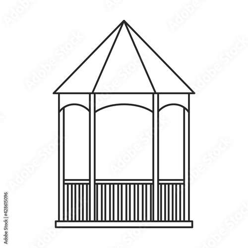 Gazebo wooden vector outline icon. Vector illustration gazebo wooden on white background. Isolated outline illustration icon of pergola.