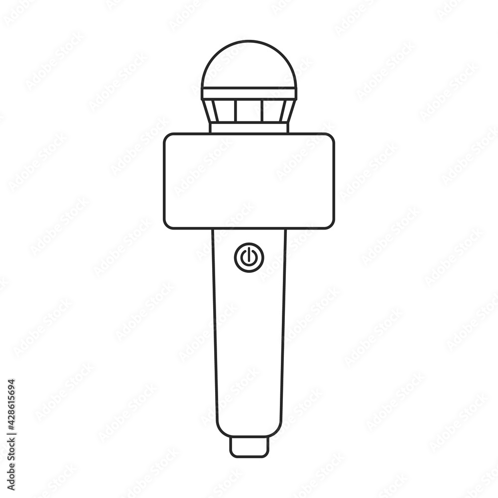 Microphone music vector outline icon. Vector illustration mic radio on white background. Isolated outline illustration icon of microphone music.