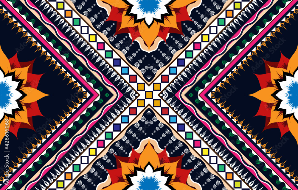 Geometric ethnic pattern embroidery design for background or wallpaper