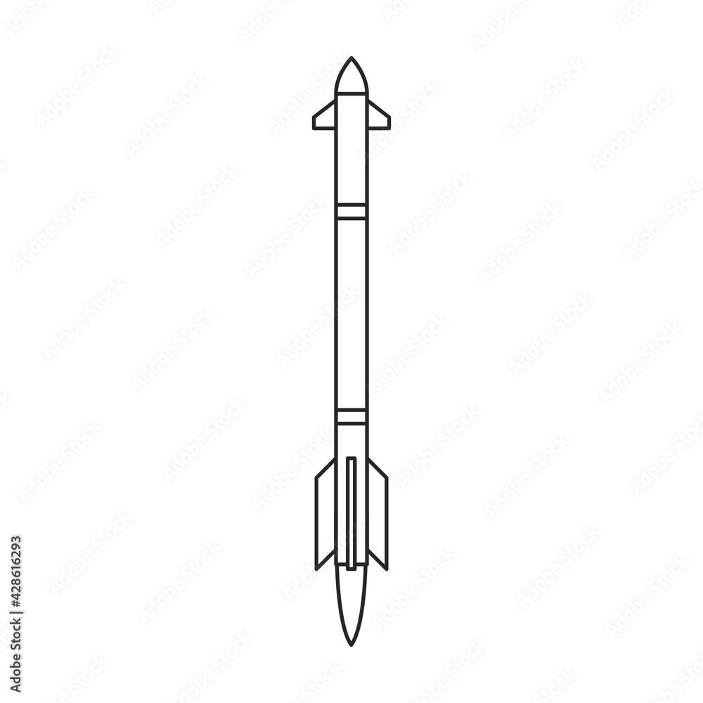 Missile ballistic vector outline icon. Vector illustration rocket military on white background. Isolated outline illustration icon of missile ballistic. Missile ballistic vector outline icon. Vector illustration rocket military on white background. Isolated outline illustration icon of missile ballistic.