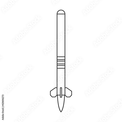 Missile ballistic vector outline icon. Vector illustration rocket military on white background. Isolated outline illustration icon of missile ballistic.