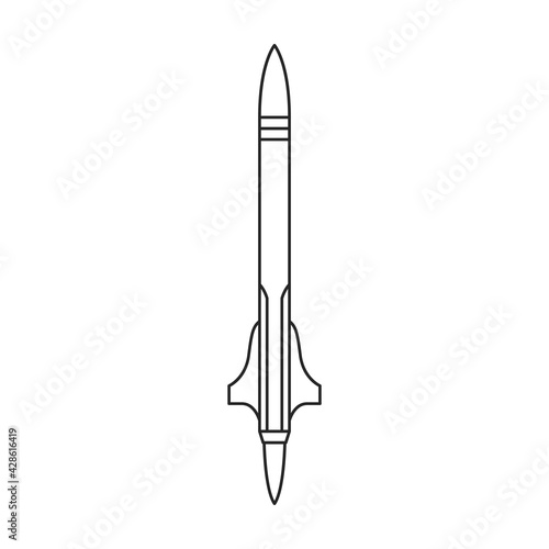Missile ballistic vector outline icon. Vector illustration rocket military on white background. Isolated outline illustration icon of missile ballistic.