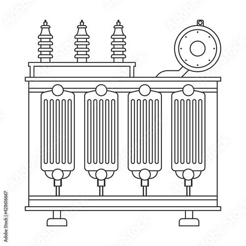 Transformer electric vector outline icon. Vector illustration elctric station on white background. Isolated outline illustration icon of transformer power.