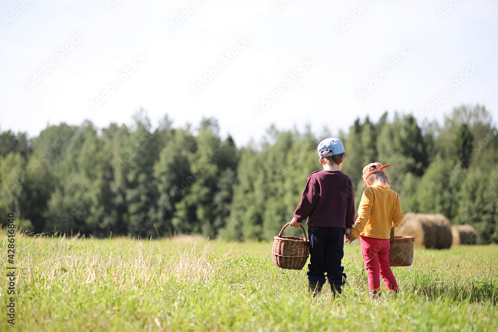 Children go to the forest for mushrooms Children go to the forest for mushrooms