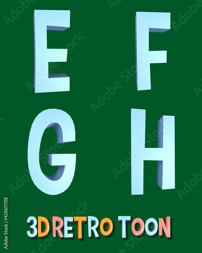 Retro Toon alphabet - 3D illustration