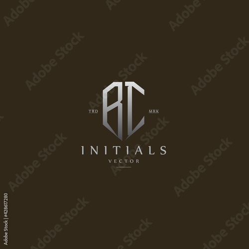 classy BI vintage metal monogram logo. elegant silver initials icon premium vector design template