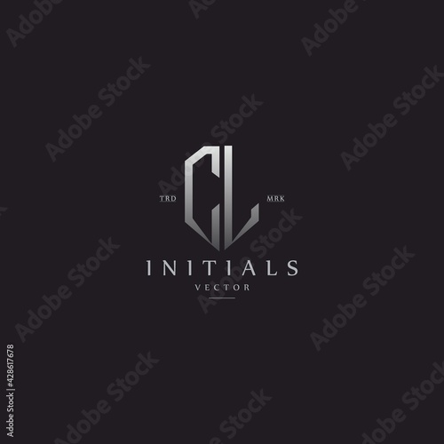 classy CL vintage metal monogram logo. elegant silver initials icon premium vector design template