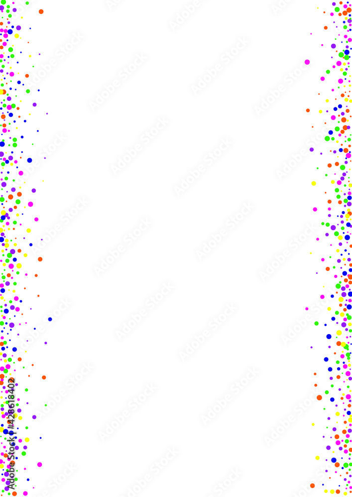 Orange Confetti Abstract White Background. Decoration Circle Illustration. Christmas Shine Design. Rainbow Round Vector Pattern.