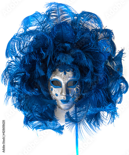 Fototapeta Naklejka Na Ścianę i Meble -  Venetian female carnival mask close up on a light background