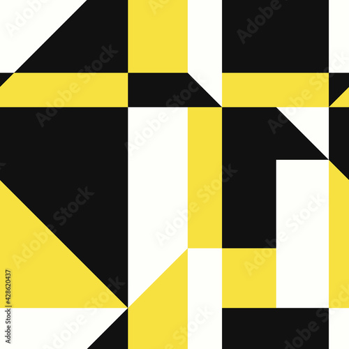 vector black yellow and white neo geometric seamless pattern