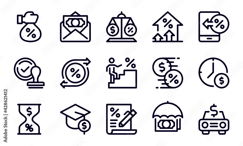 Loan and Interest icons vector design Loan and Interest icons vector design