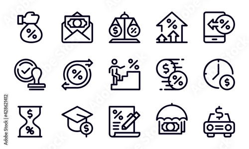 Loan and Interest icons vector design 