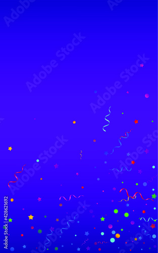 Bright Spiral Happy Vector Blue Background. Carnival Star Template. Streamer Celebration Illustration. Colored Fun Poster.