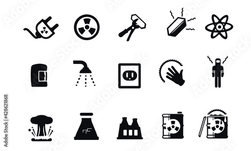  Nuclear, Radiation Icons vector design 